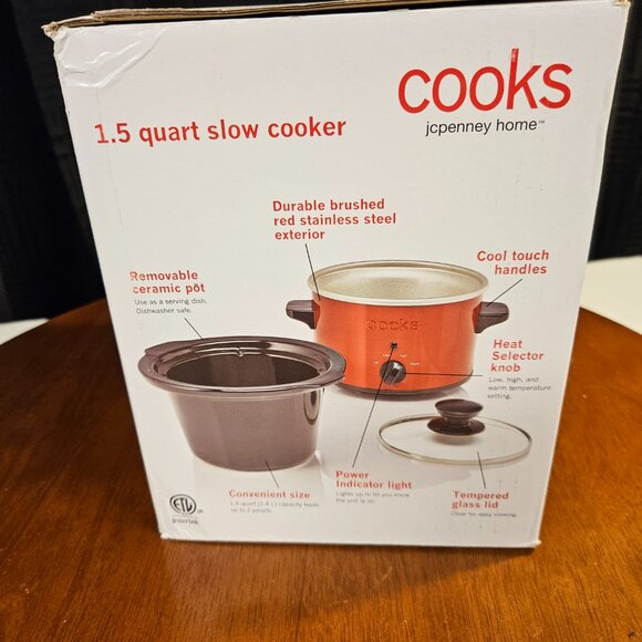 Cooks 1.5 Quart Slow Cooker Red - Picture 2 of 3